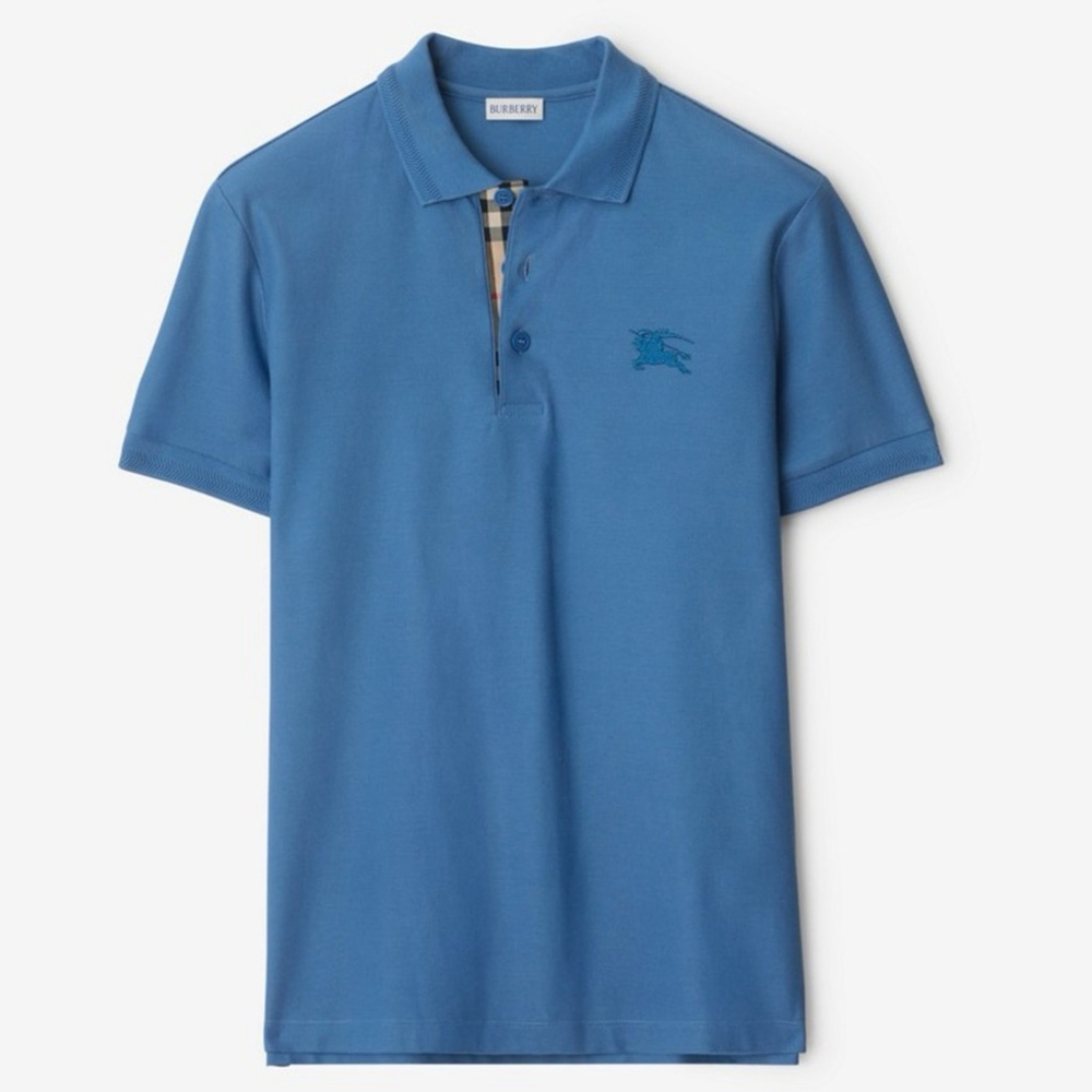 Burberry Polo Shirt Cotton pool blue check gender reveal baby shower sz xxl
